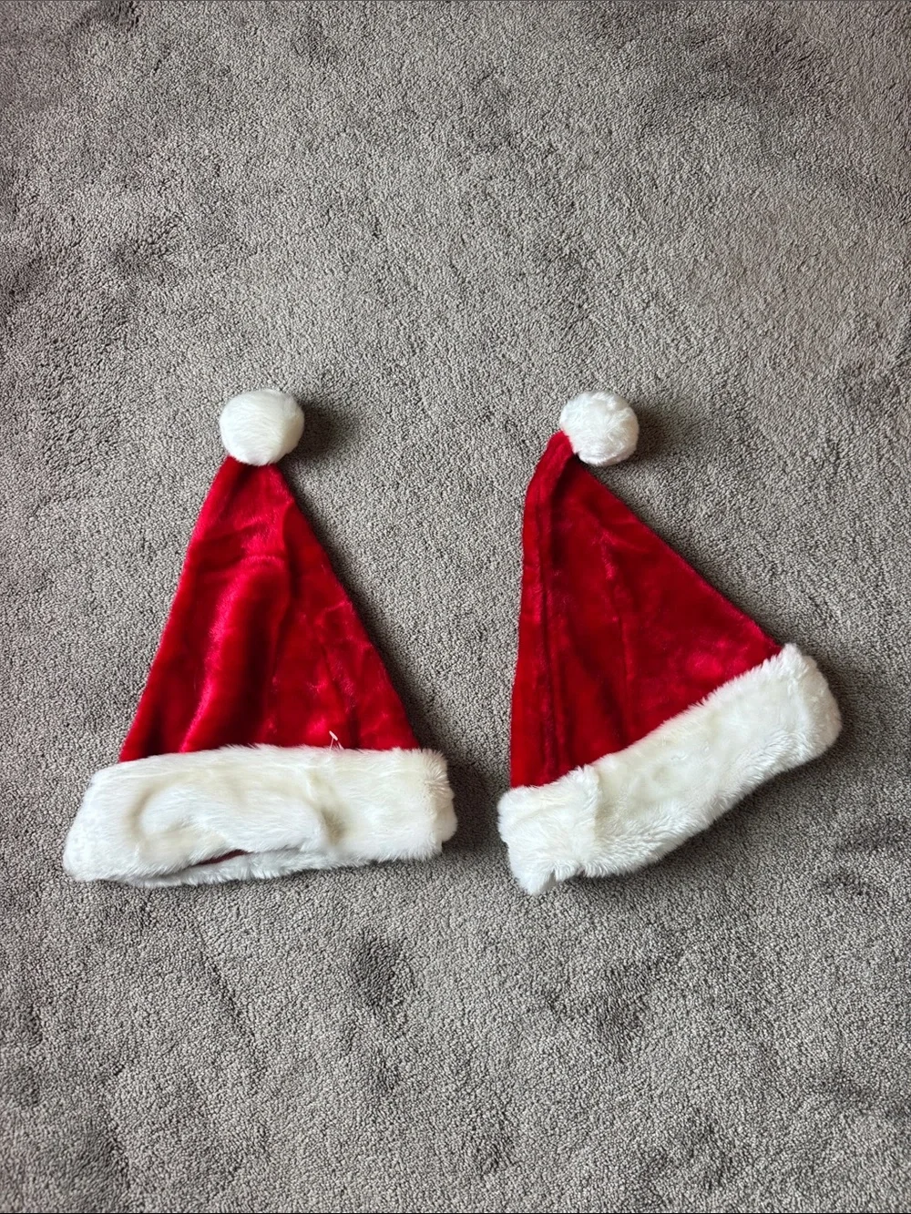 Fantastic Creations Inc. Red White Plush Santa Christmas Hats Set of 2